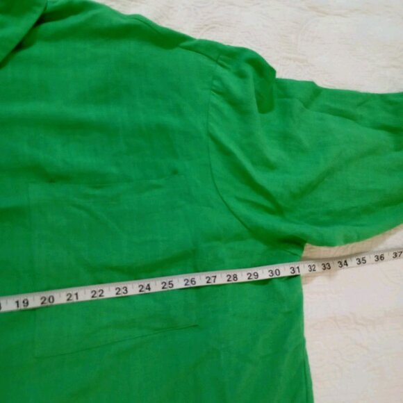 OSOS DESIGN Linen Blend Sz 24 Curve Lime Green Longsleeve  Blouse Womens Top - Picture 10 of 12